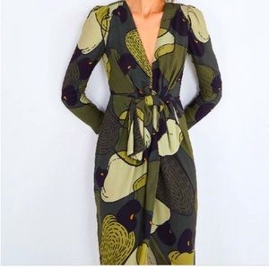 FARM RIO Military Cashew Hi-Low Wrap Dress NWT Size Large